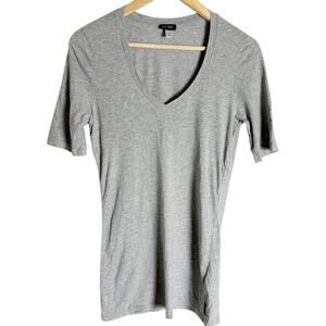 Armani Jeans Heather Gray Short Sleeve V-Neck Cotton Jersey Basic T-Shirt S